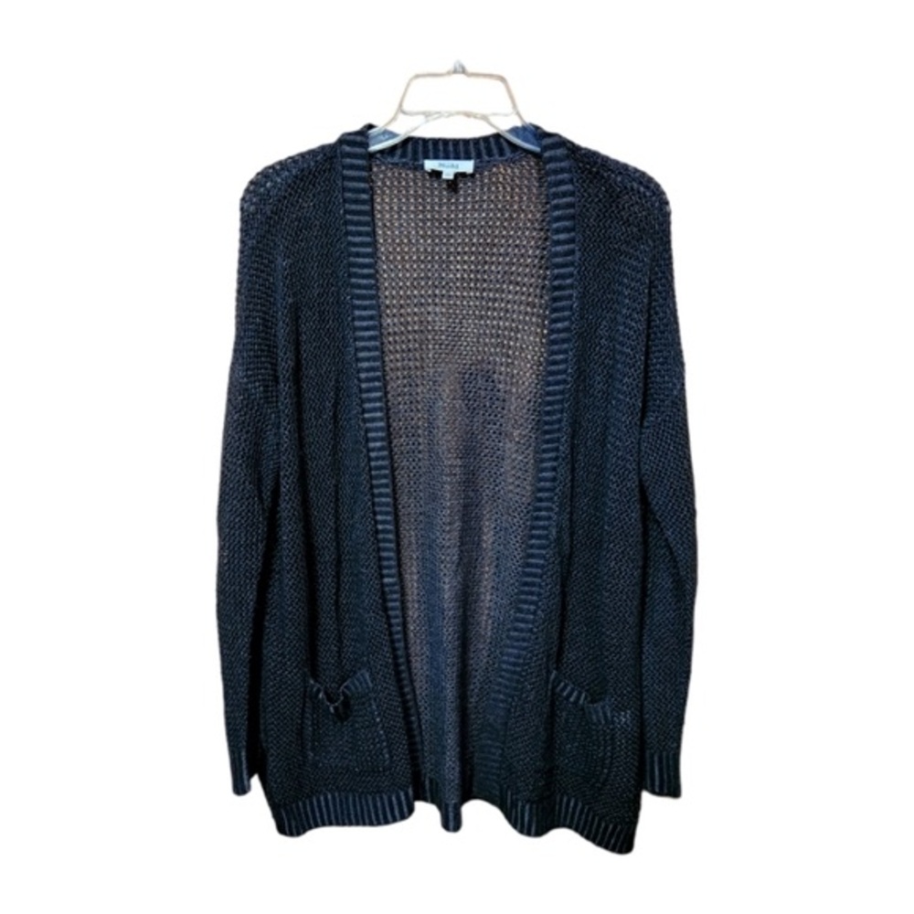 Mudd Grandma Grandpa Black Cardigan Longline Oversized Fall Winter